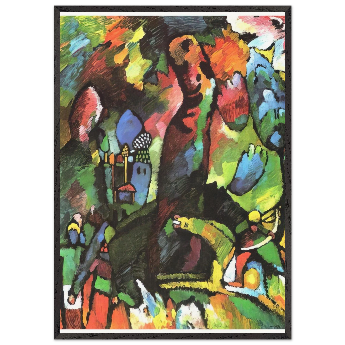 PICTURE WITH ARCHER 1909 - Wassily Kandinsky 70x100 cm / 28x40 inches Framed Art Print – Black Wooden Frame