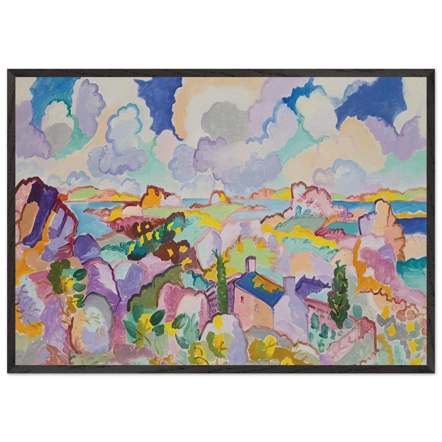 Printemps en Bretagne - 1959 - Charles Lapicque 70x100 cm / 28x40 inches Framed Art Print – Black Wooden Frame