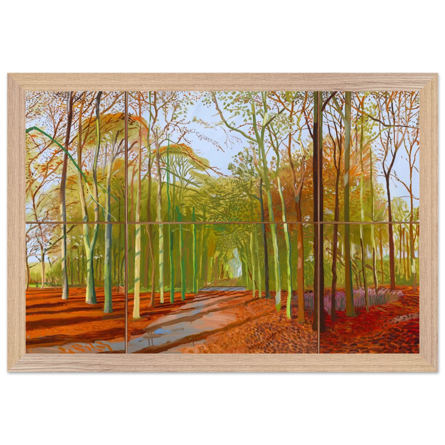 David Hockney - Woldgate Woods, 21, 23 & 29 November 2006 - 28x43 cm / XL (11x17 inches) - Premium Wooden Framed Poster With Fine Art Paper-canvas - Black frame