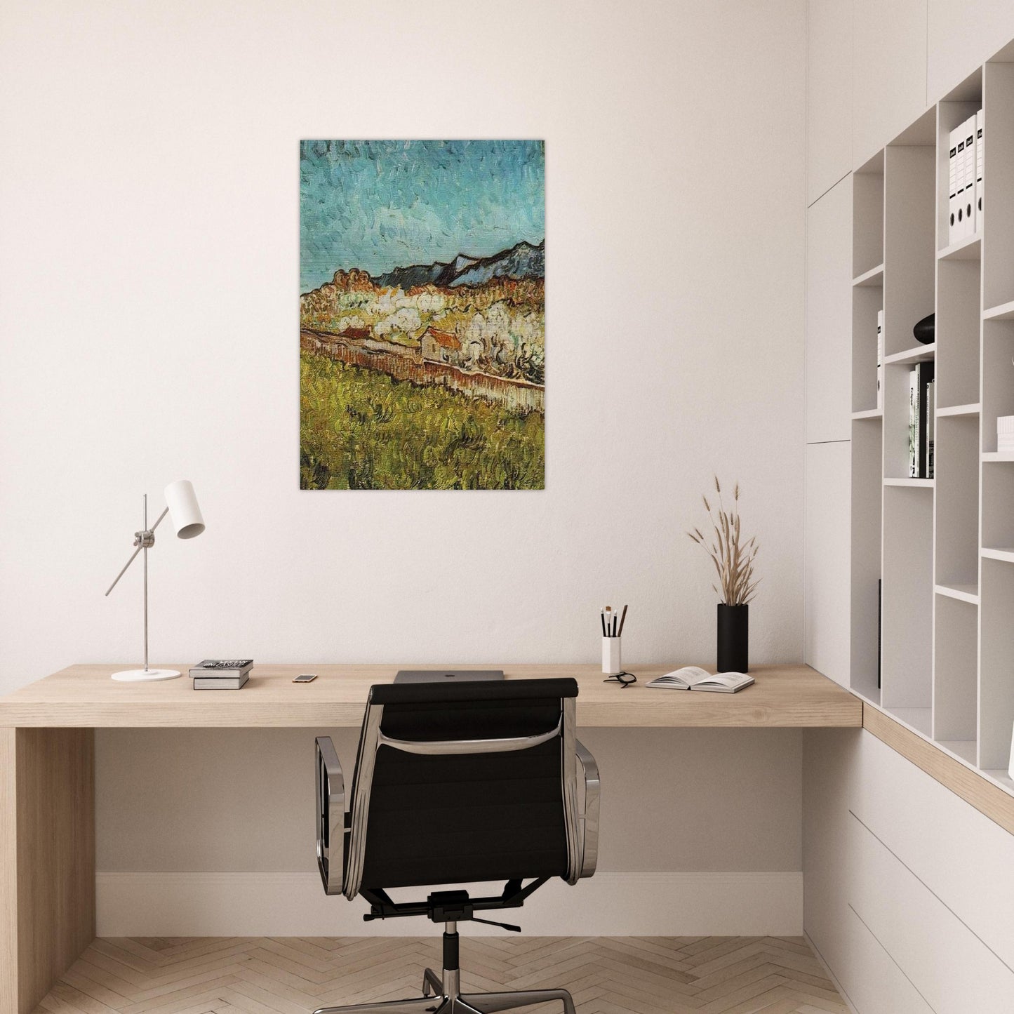 At the Foot of the Mountains - Vincent van Gogh Brushed Aluminum Print - 70x100 cm / 28x40 inches | Vincent van Gogh Aluminum Print | Vincent van Gogh Prints