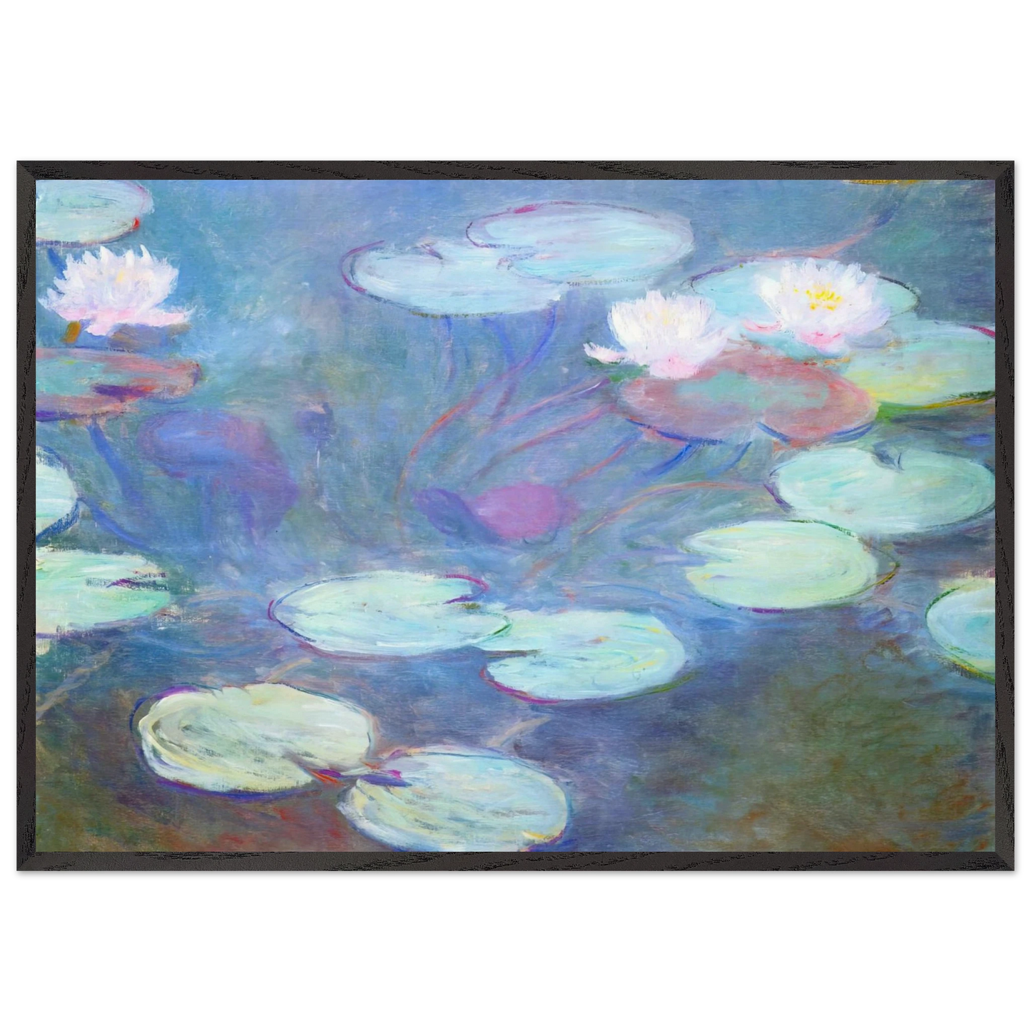 Water Lilies Pink - claude monet Framed Art Print – Black Wooden Frame - Default Title - -Framed Art Print