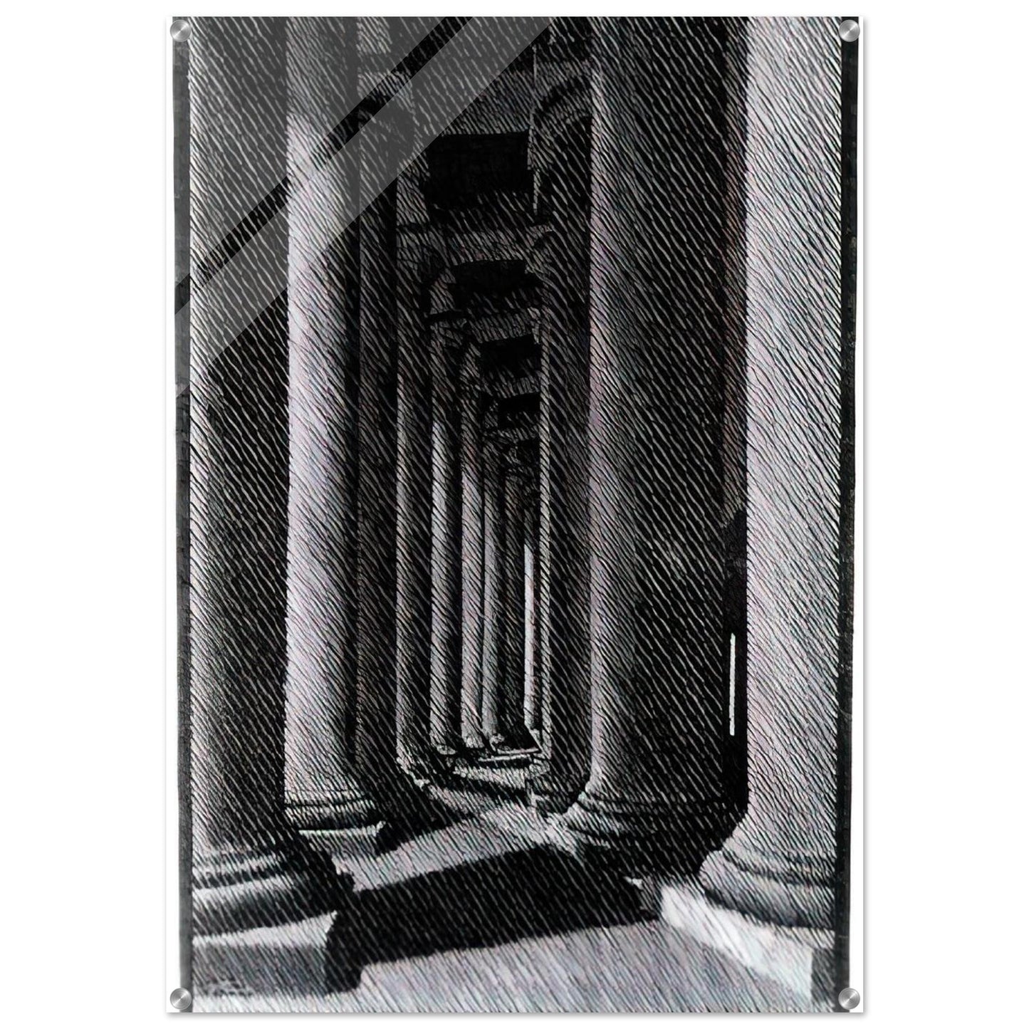 NOCTURNAL ROME COLONADE OF ST PETER S - MC Escher Acrylic Print - 70x100 cm / 28x40″ inches | Maurits Cornelis Escher Prints