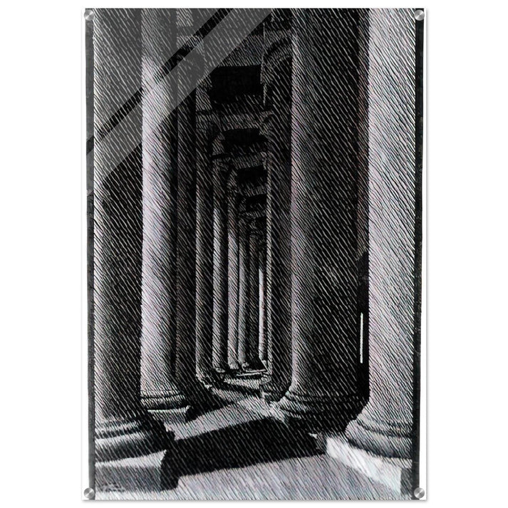 NOCTURNAL ROME COLONADE OF ST PETER S - MC Escher Acrylic Print - 70x100 cm / 28x40″ inches | Maurits Cornelis Escher Prints