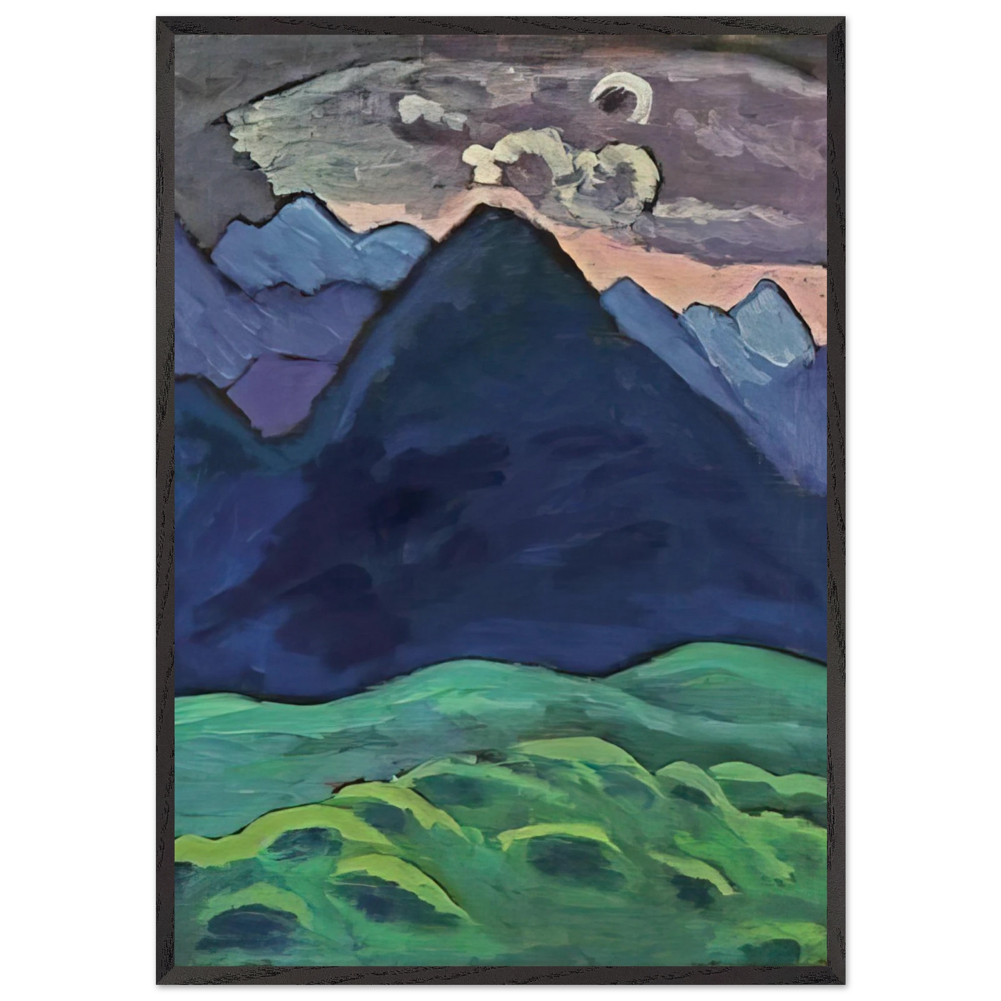 BLAUER KEGELBERG 1930 - Gabriele Munter 70x100 cm / 28x40 inches Framed Art Print – Black Wooden Frame