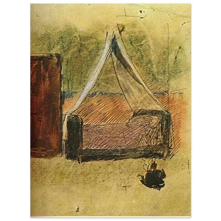 Pablo Picasso - Bed with mosquito nets 75x100 cm / 30x40inches Fine Art Poster