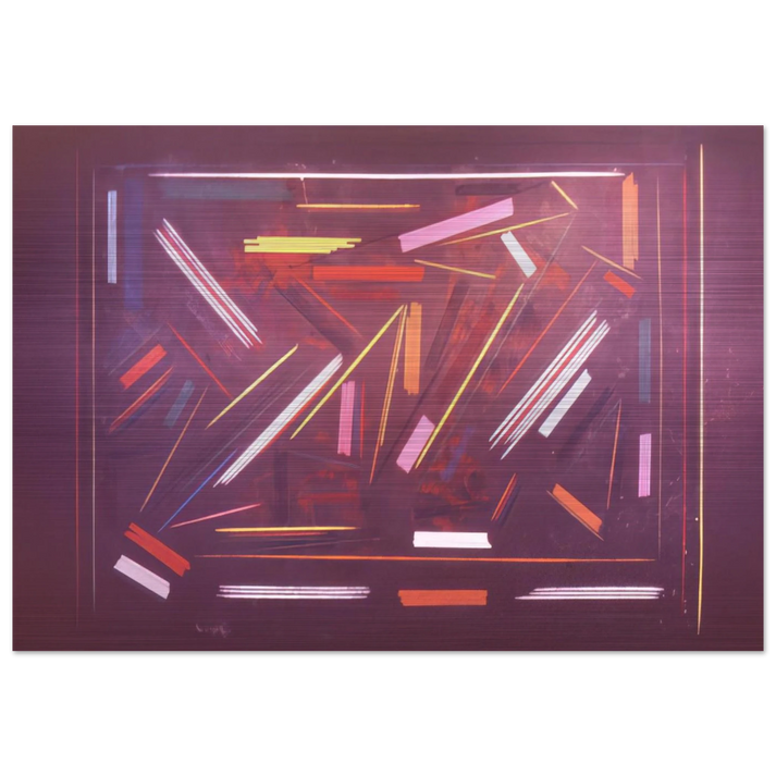 Brown Line Painting - 1968 - Ronnie Landfield Brushed Aluminum Print - 70x100 cm / 28x40 inches | Ronnie Landfield Aluminum Print | Ronnie Landfield Prints