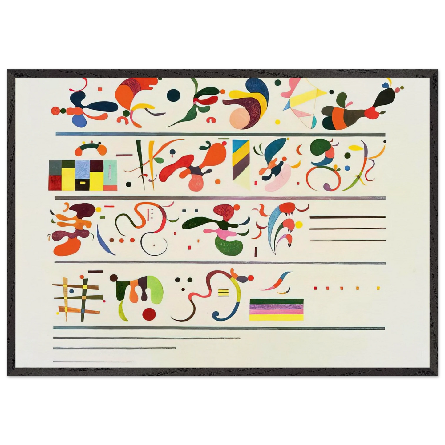 SUCCESSION 1935 - Wassily Kandinsky 70x100 cm / 28x40 inches Framed Art Print – Black Wooden Frame