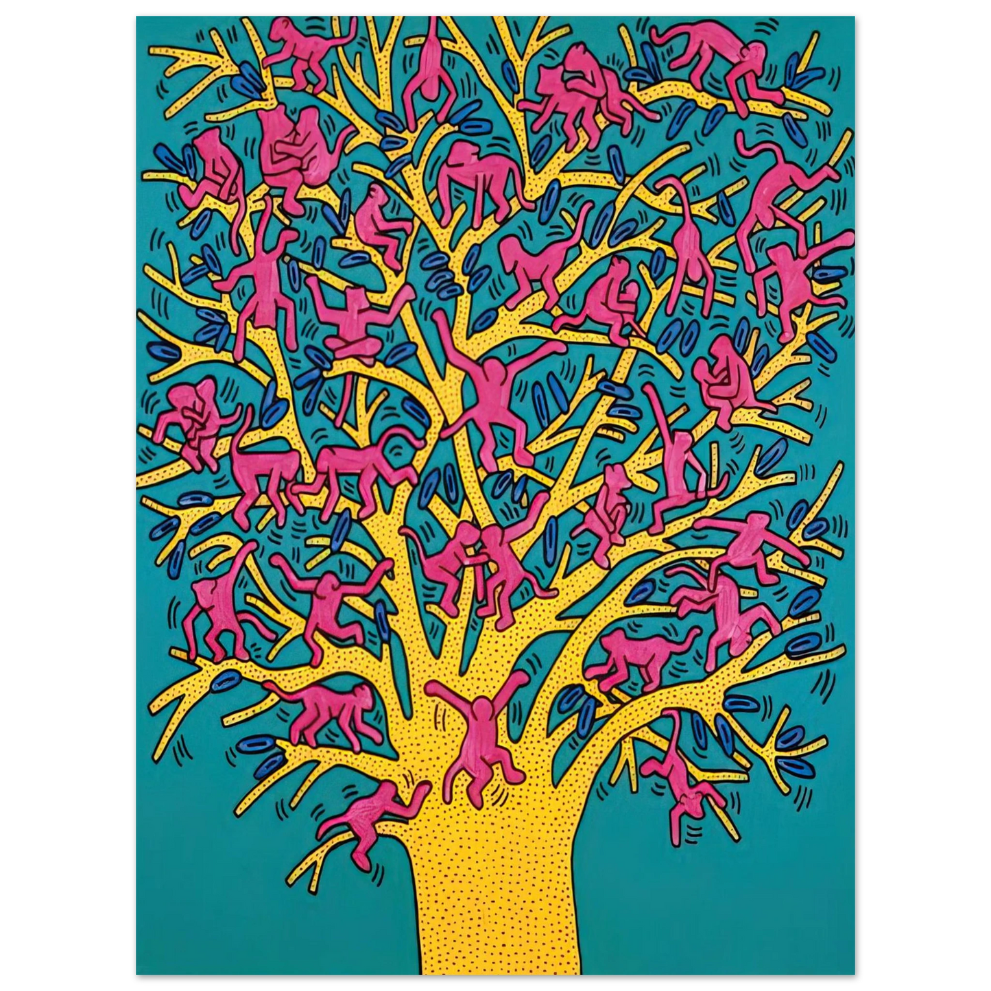 Keith Haring - THE TREE OF MONKEYS Fine Art Poster - Default Title