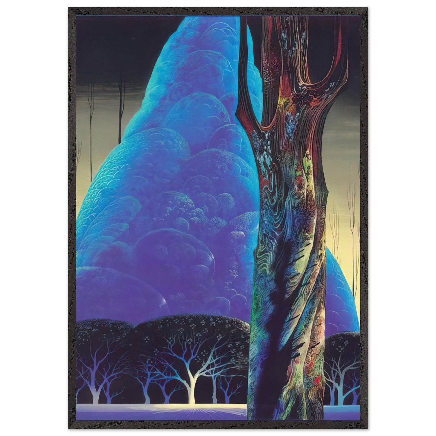 Blue Nocturne - Eyvind Earle 70x100 cm / 28x40 inches Framed Art Print – Black Wooden Frame