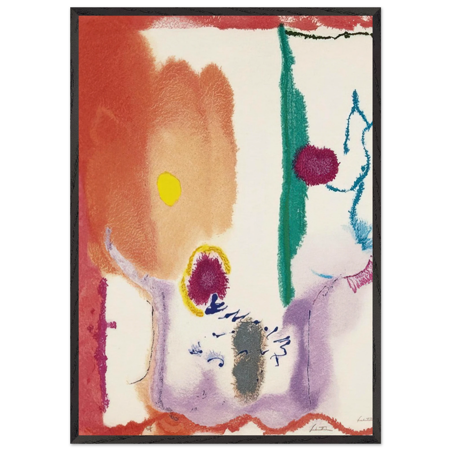 Beginnings - 2002 - Helen Frankenthaler 70x100 cm / 28x40 inches Framed Art Print – Black Wooden Frame
