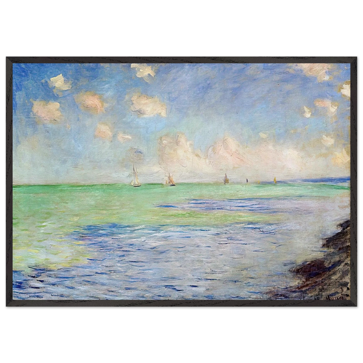 The Sea at Pourville - claude monet Framed Art Print – Black Wooden Frame - Default Title - -Framed Art Print