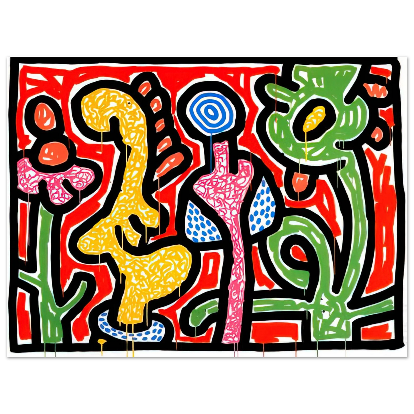 Keith Haring - FLOWERS IV 1990 Fine Art Poster - Default Title