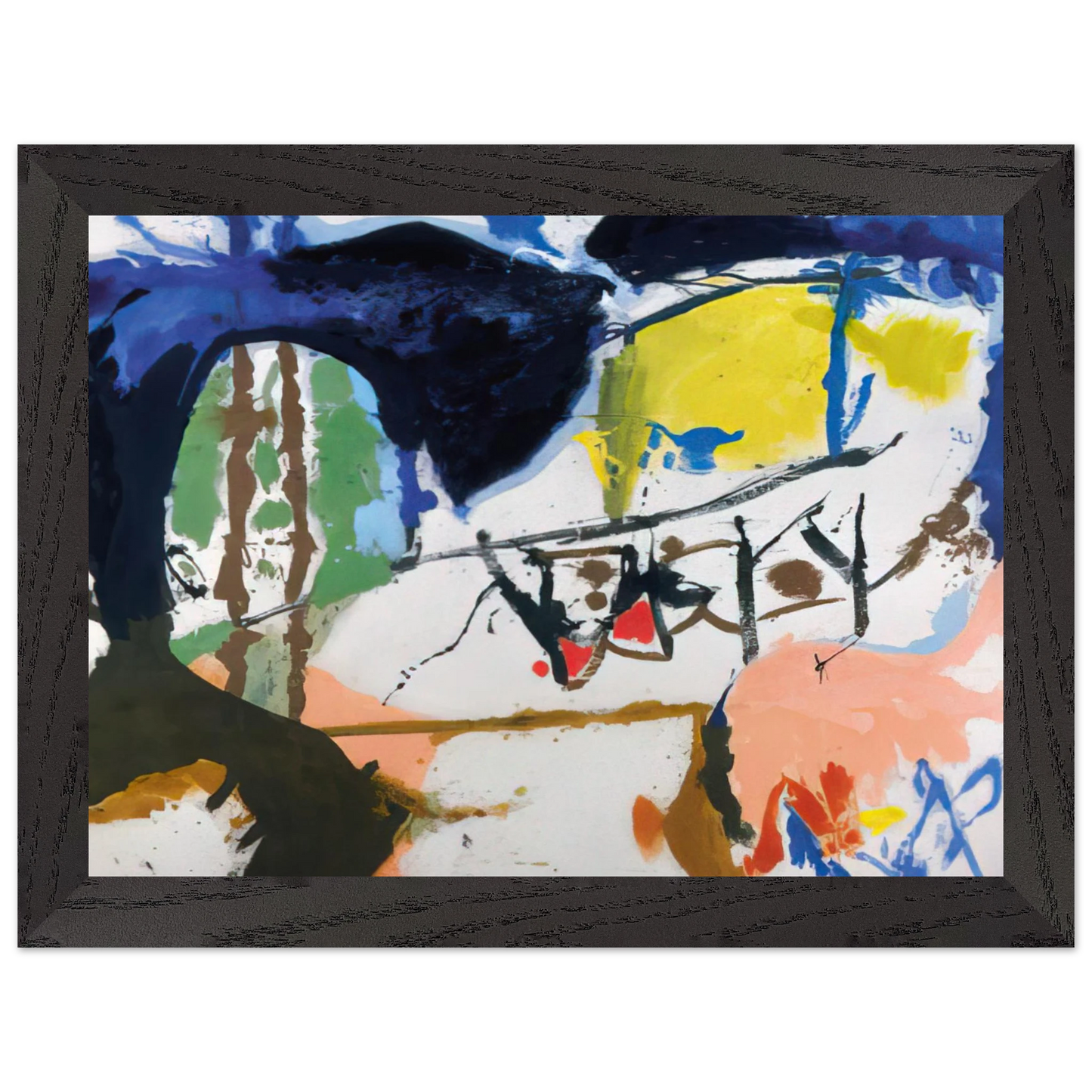Helen Frankenthaler - Acres - 1959 Wall art - 28x43 cm / XL (11x17 inches) - Premium Wooden Framed Poster With Fine Art Paper - White frame