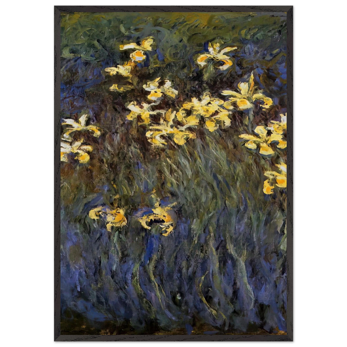 The Yellow Irises - claude monet 70x100 cm / 28x40 inches Framed Art Print – Black Wooden Frame
