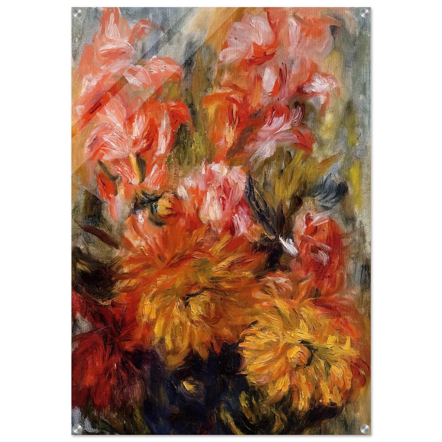 Gladiolas in a Blue Vase - Pierre-Auguste Renoir Acrylic Print - 70x100 cm / 28x40″ inches | Pierre-Auguste Renoir Wall Art | Pierre-Auguste Renoir Prints