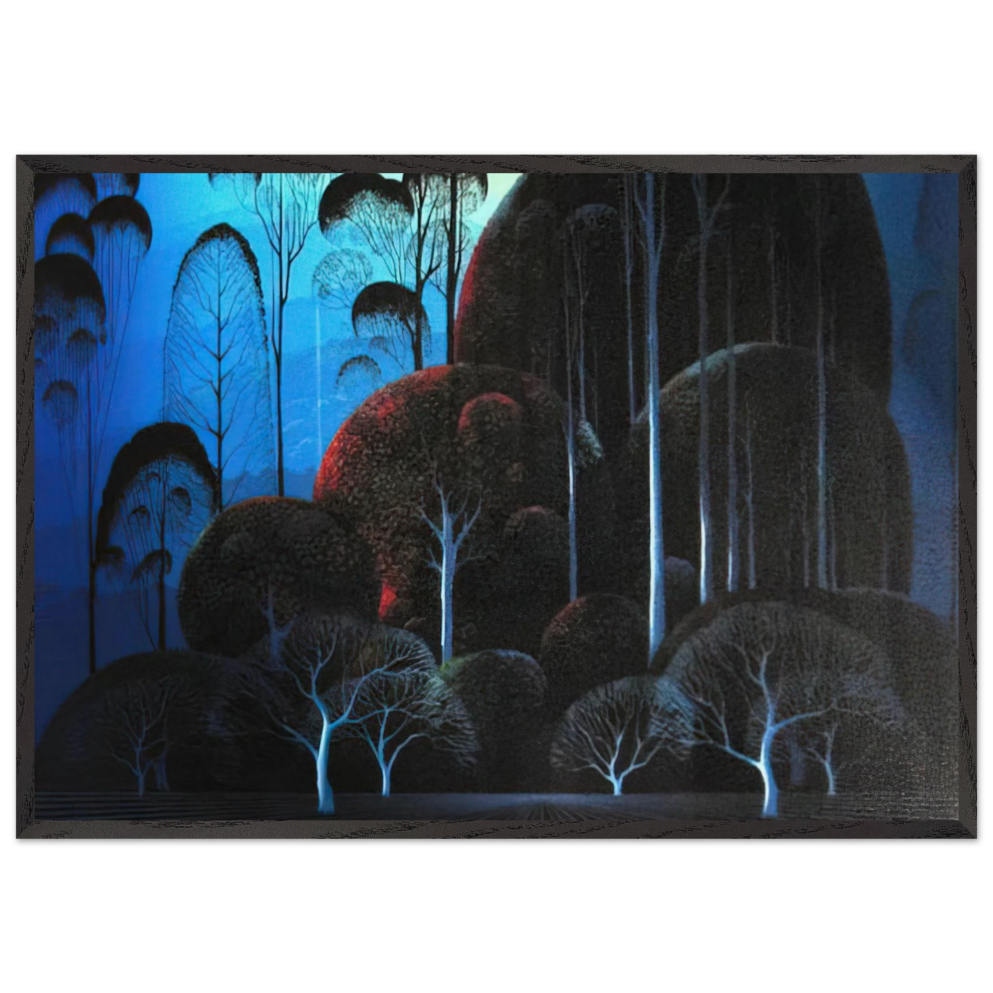 Enchanted Forest - Eyvind Earle 70x100 cm / 28x40 inches Framed Art Print – Black Wooden Frame