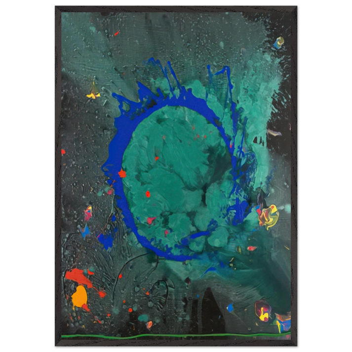 Jade Buddha 230708 - 2008 - John Hoyland 70x100 cm / 28x40 inches Framed Art Print – Black Wooden Frame