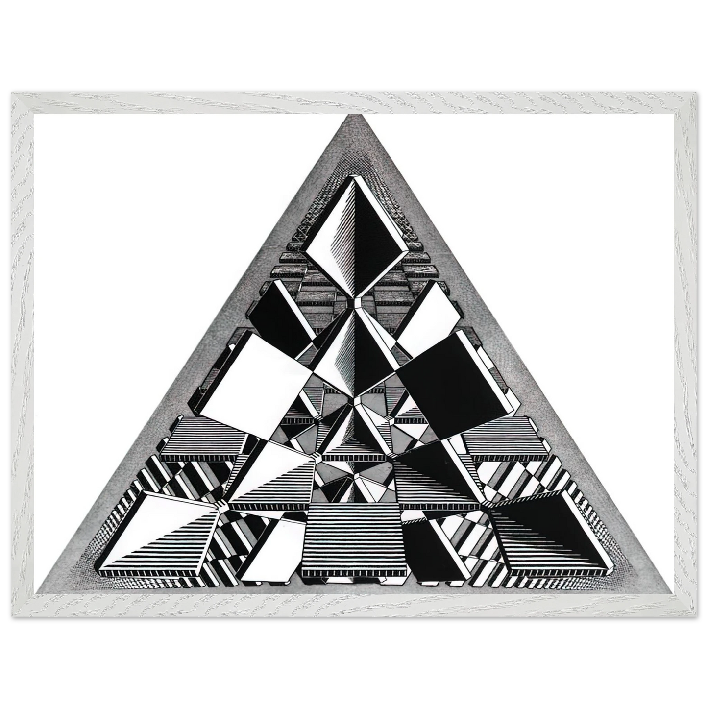 MC Escher - THREE INTERSECTING PLANES Wall Art - 60x80 cm / 24x32 inches - Premium Wooden Framed Poster With Fine Art Paper - White frame