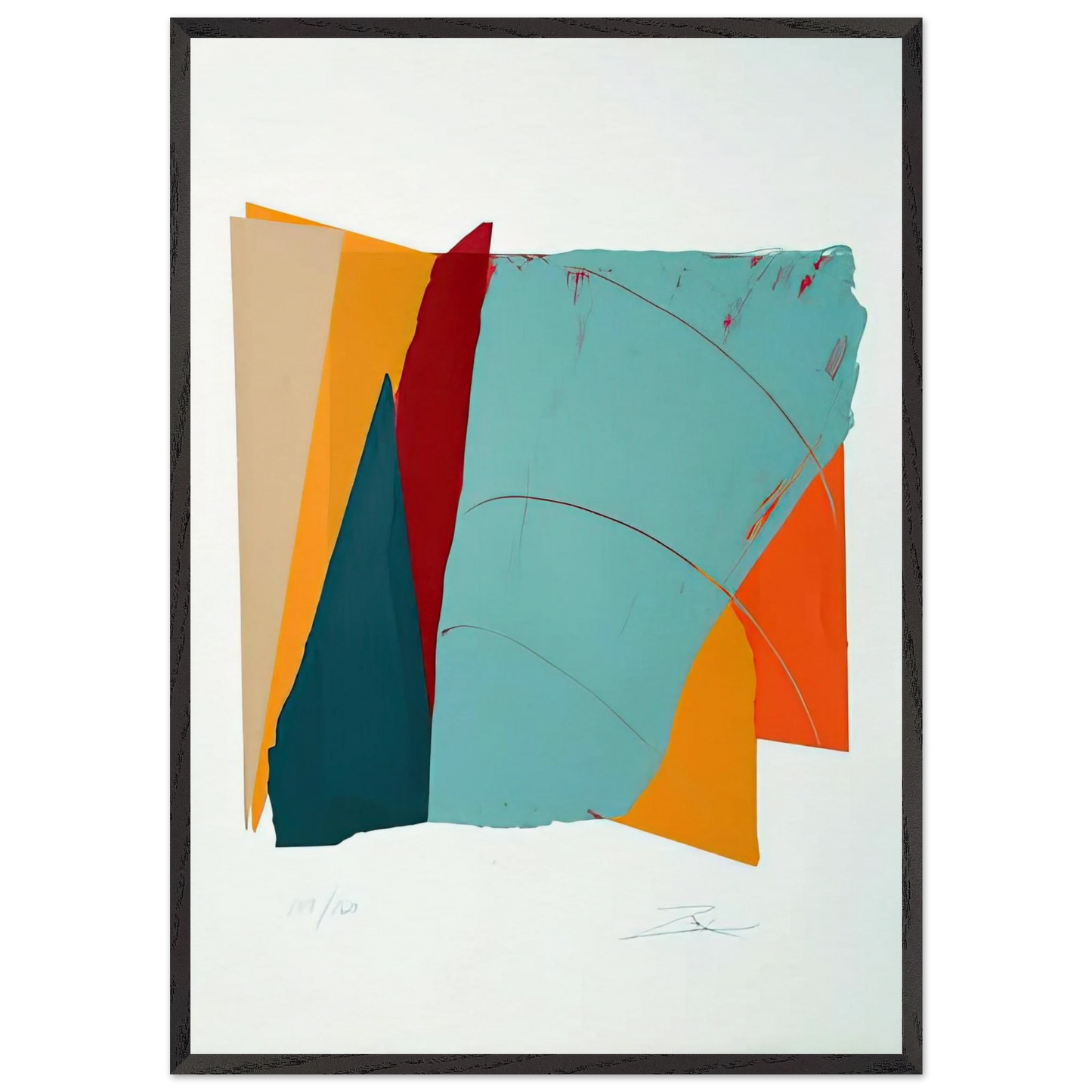 Red Line II - 1979 - Larry Zox 70x100 cm / 28x40 inches Framed Art Print – Black Wooden Frame