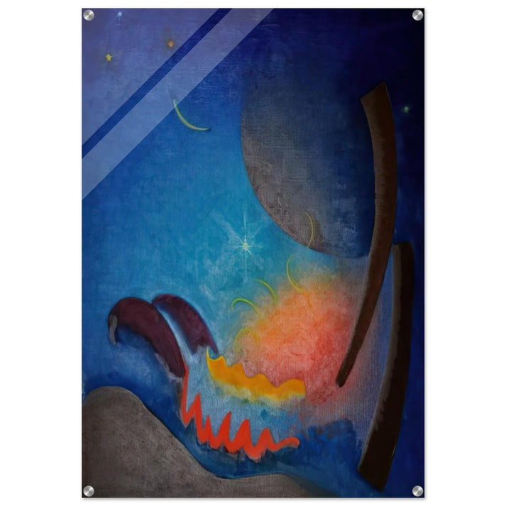 Night Fires - Precisionism - Agnes Lawrence Pelton Acrylic Print - 70x100 cm / 28x40″ inches | Agnes Lawrence Pelton Wall Art | Agnes Lawrence Pelton Prints