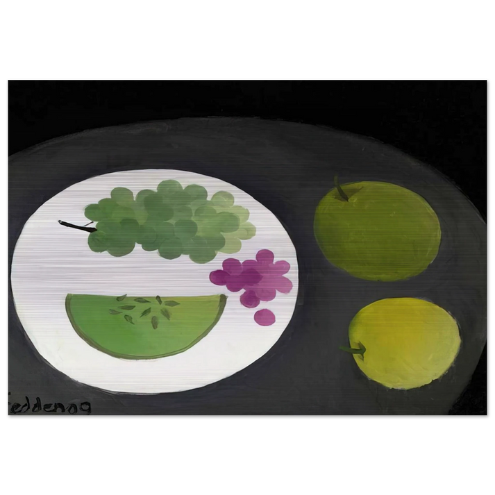 Melon and Grapes - 2009 - Mary Fedden Brushed Aluminum Print - 70x100 cm / 28x40 inches | Mary Fedden Aluminum Print | Mary Fedden Prints