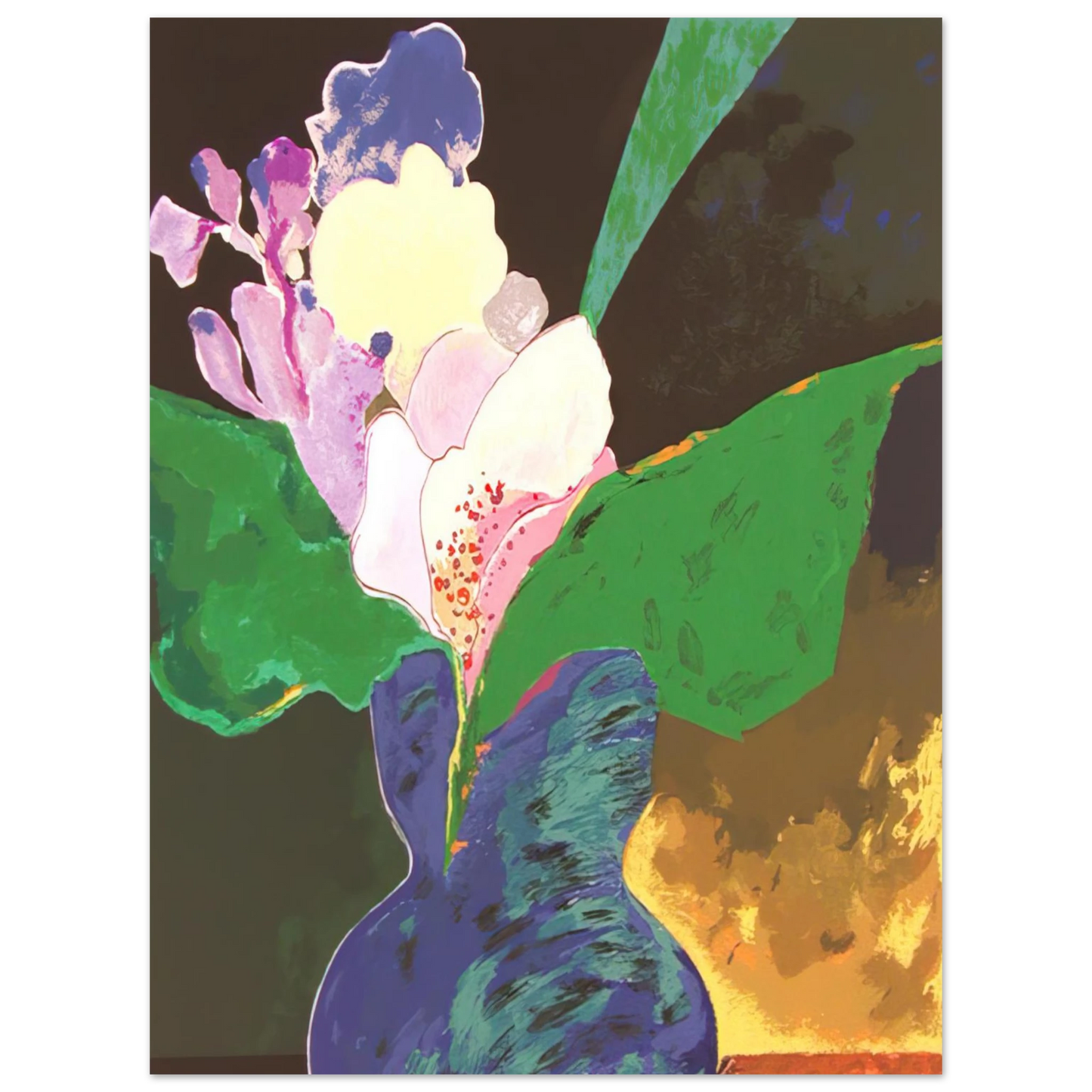 Aldemir Martins - Blue Vase With Flowers - 2002 Fine Art Poster - Default Title