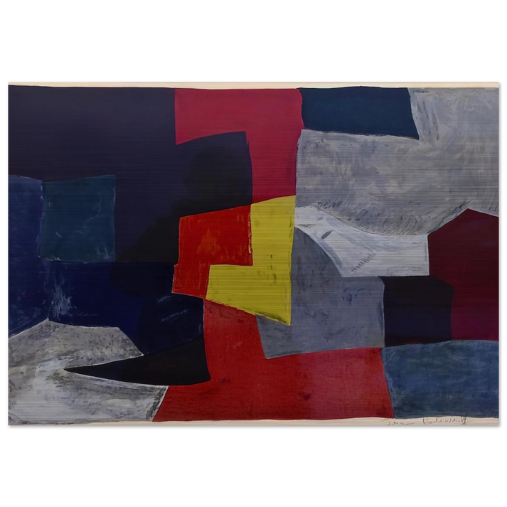 Composition grise, rouge et jaune - 1960 - Serge Poliakoff Brushed Aluminum Print - 70x100 cm / 28x40 inches | Serge Poliakoff Aluminum Print | Serge Poliakoff Prints