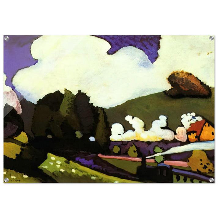 LANDSCAPE WITH A STEAM LOCOMOTIVE 1909 - Wassily Kandinsky Acrylic Print - 70x100 cm / 28x40″ inches