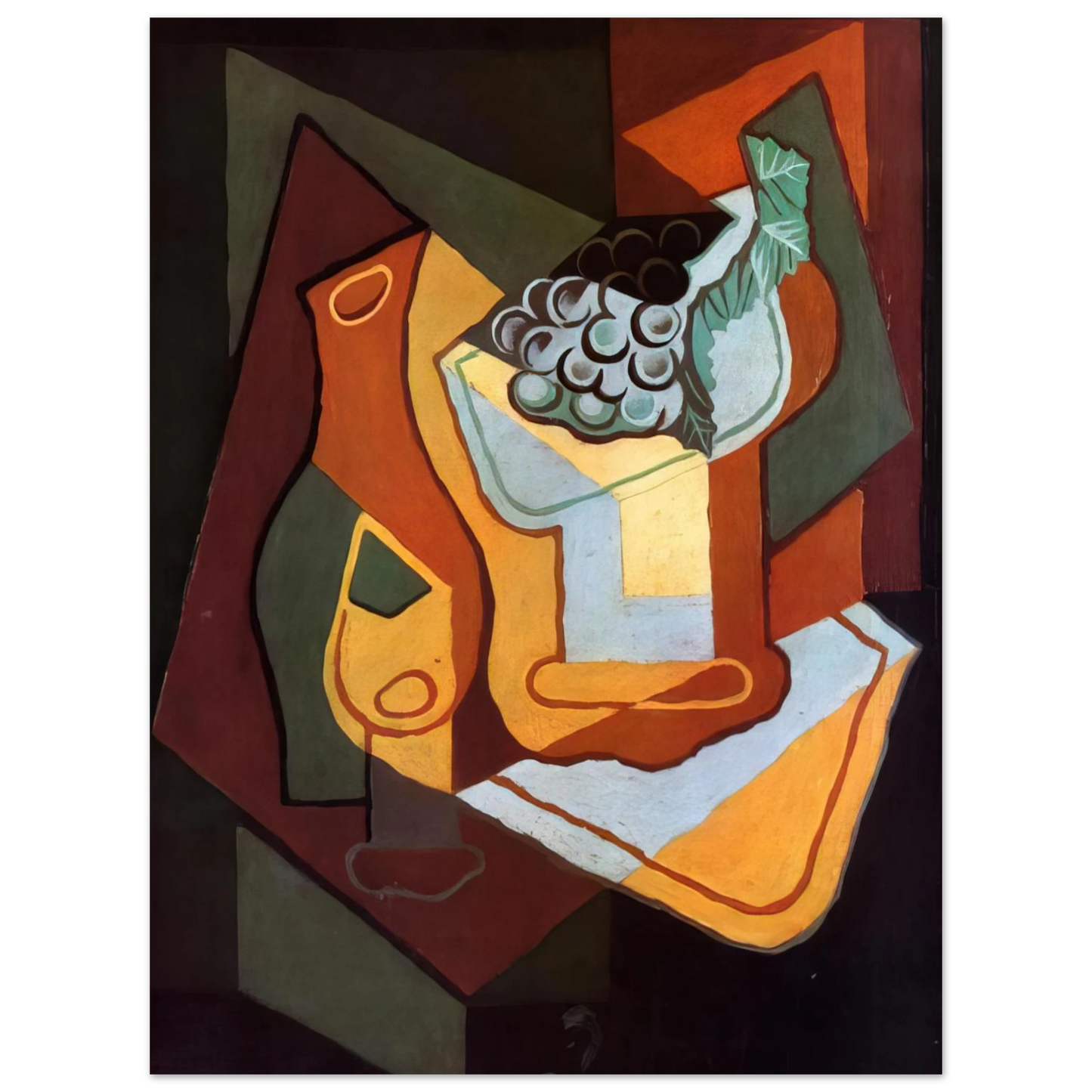 Juan Gris - BOTTLE WINE GLASS AND FRUIT BOWL Fine Art Poster - Default Title