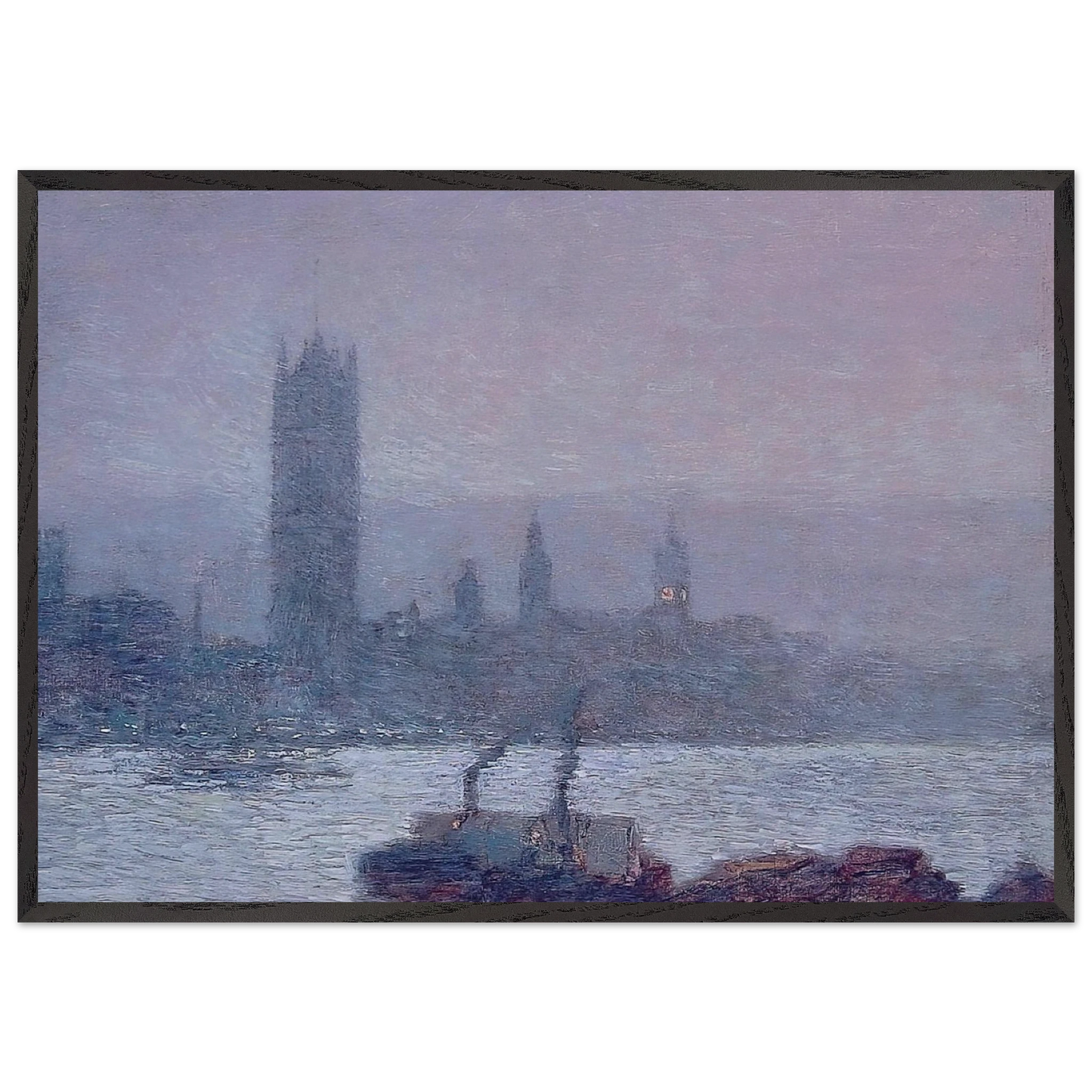 Houses of Parliament Early Evening - Childe Hassam 70x100 cm / 28x40 inches Framed Art Print – Black Wooden Frame
