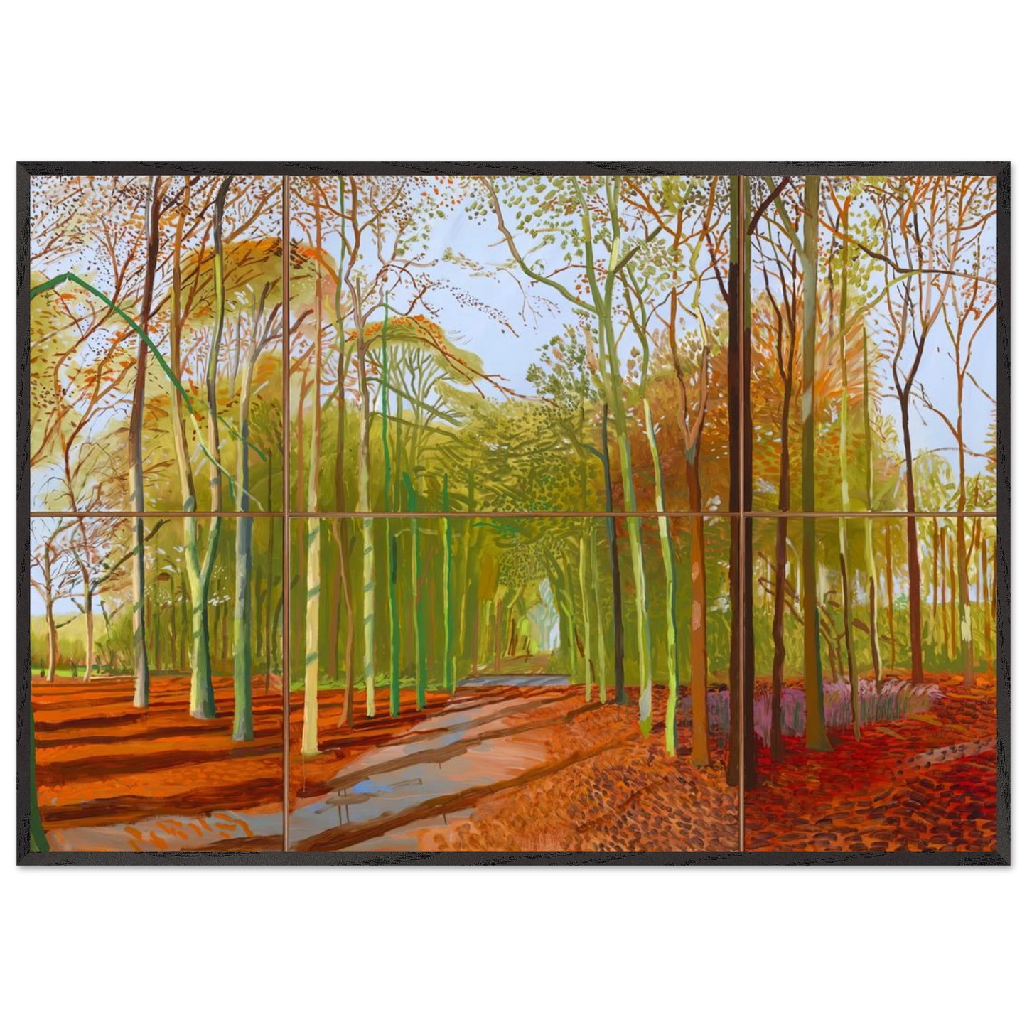 David Hockney - Woldgate Woods, 21, 23 & 29 November 2006 - 40x60 cm / 16x24 inches - Premium Wooden Framed Poster With Fine Art Paper-canvas - Black frame