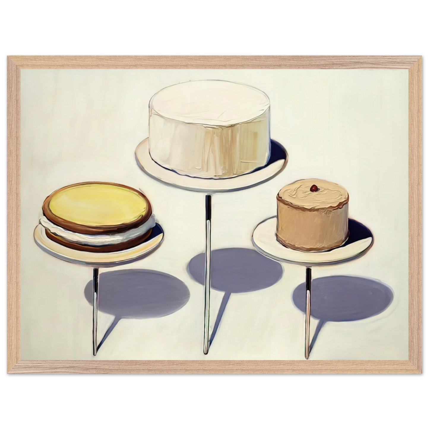 Wayne Thiebaud - Display Cakes - 1963 Wall Art - 60x80 cm / 24x32 inches - Premium Wooden Framed Poster With Fine Art Paper - Wood frame