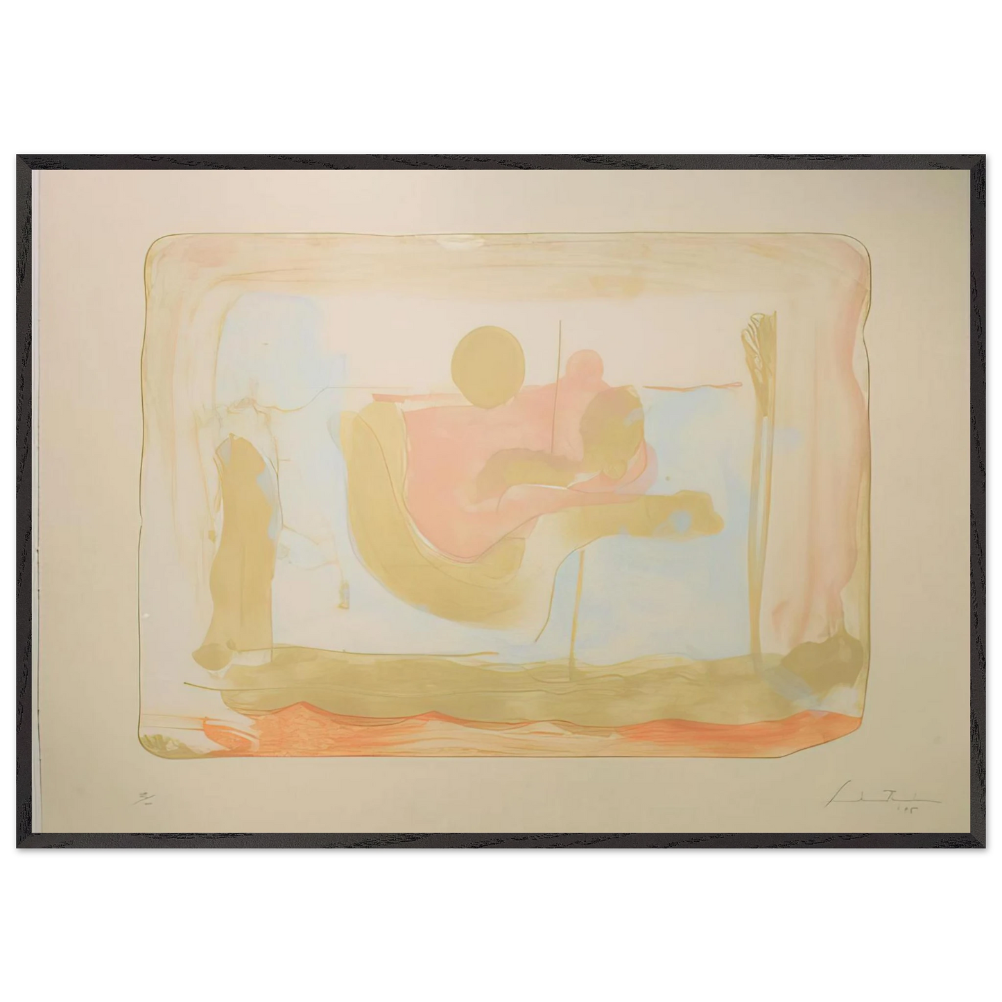 Helen Frankenthaler - Reflections I - 1995 Wall art - 21x29.7 cm / 8x12" - Premium Wooden Framed Poster With Fine Art Paper - Black frame
