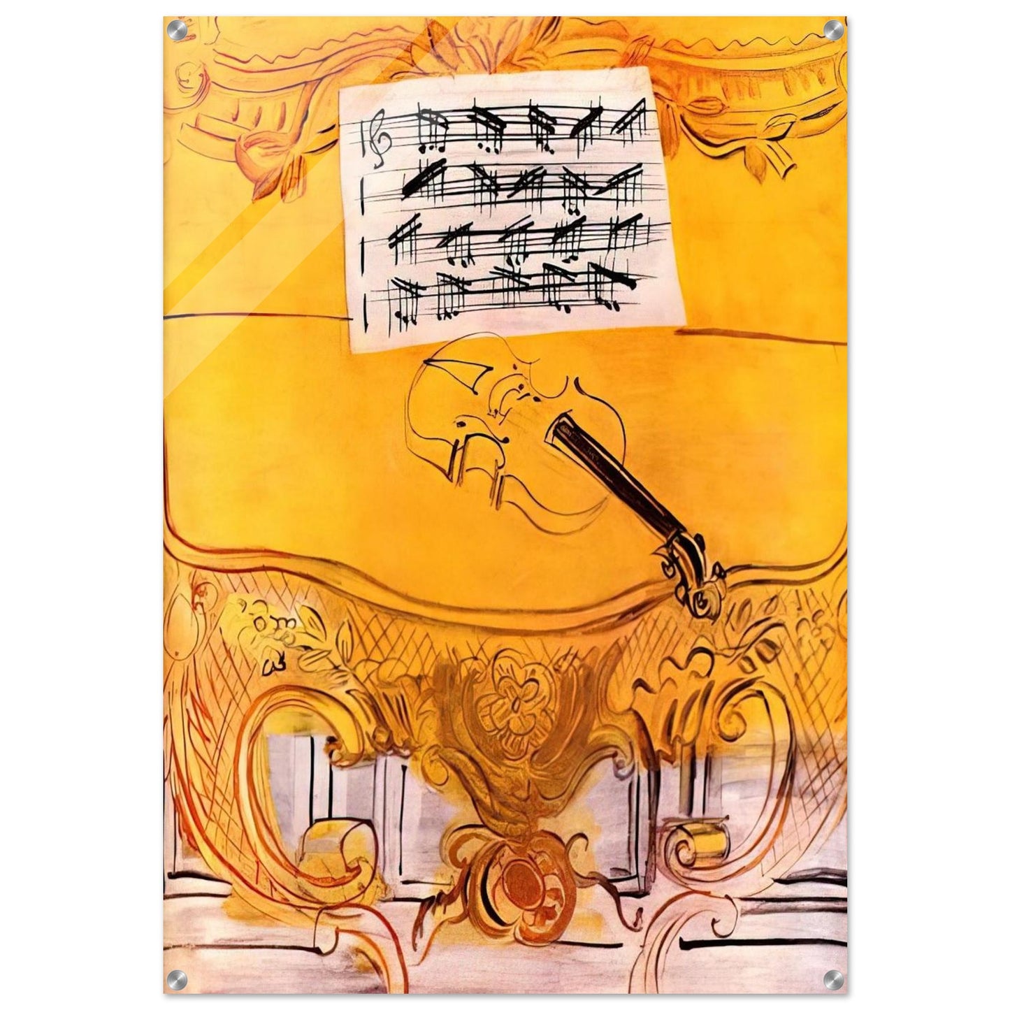 THE YELLOW CONSOLE WITH A VIOLIN 1949 - Raoul Dufy Acrylic Print - 70x100 cm / 28x40″ inches
