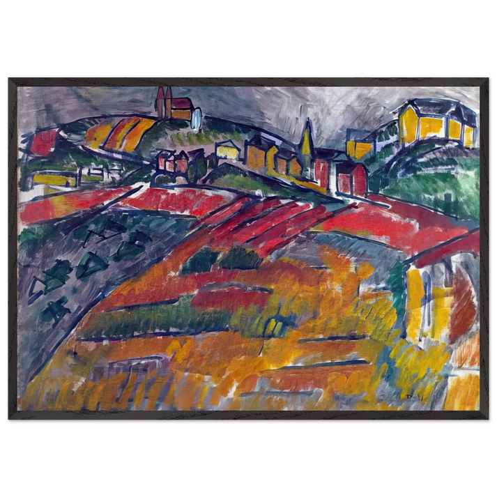 LANDSCAPE WITH RED AND YELLOW - Raoul Dufy 70x100 cm / 28x40 inches Framed Art Print – Black Wooden Frame