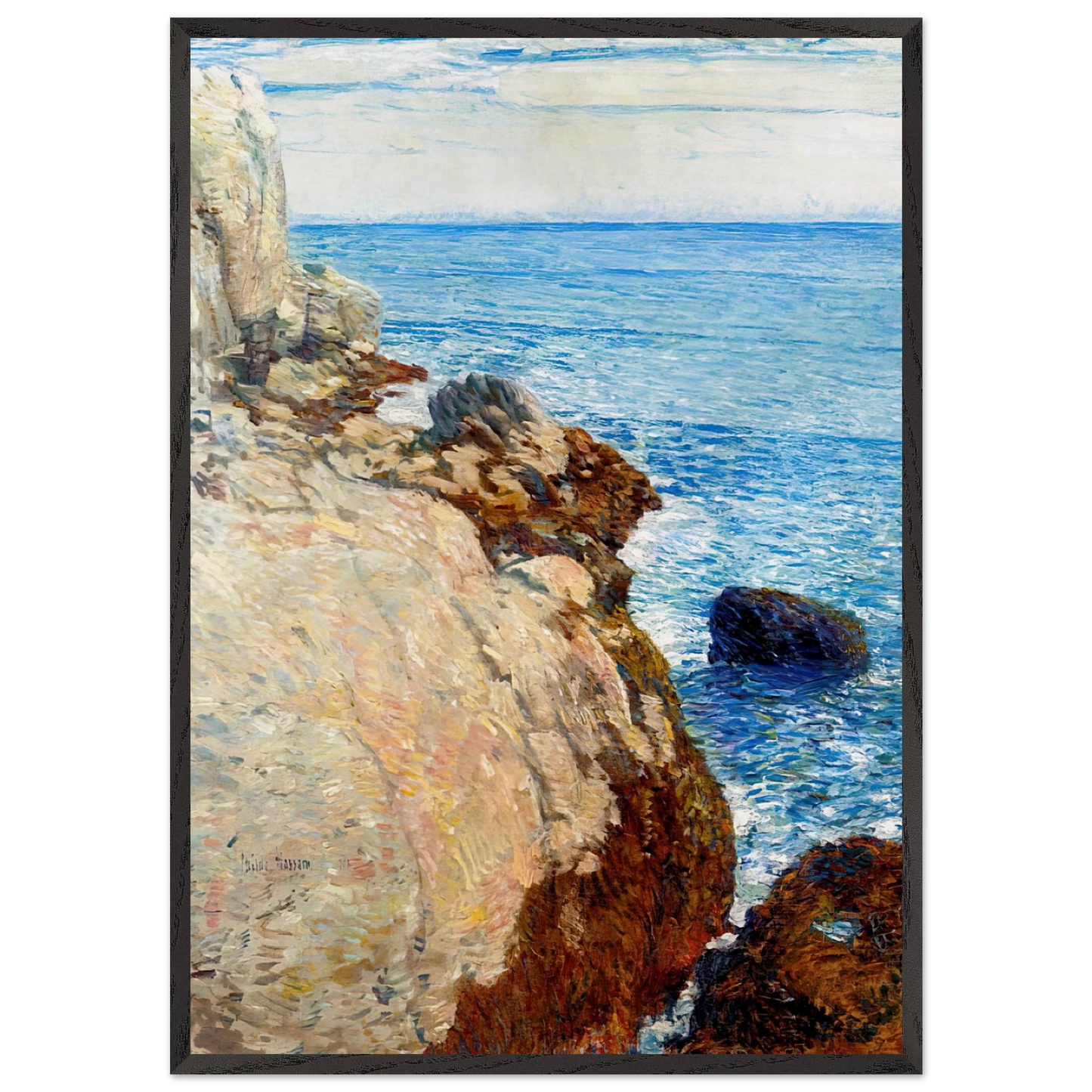 The East Headland Appledore - Isles of Shoals - Childe Hassam 70x100 cm / 28x40 inches Framed Art Print – Black Wooden Frame