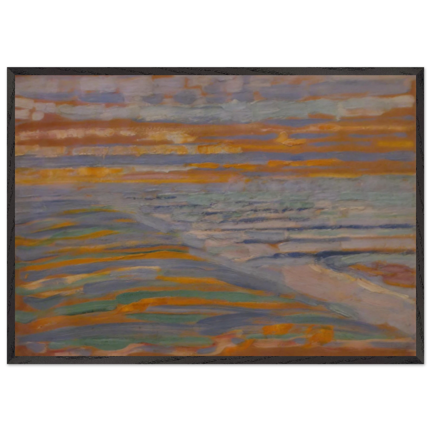View from the Dunes with Beach and Piers - Piet Mondrian Framed Art Print – Black Wooden Frame - Default Title - -Framed Art Print