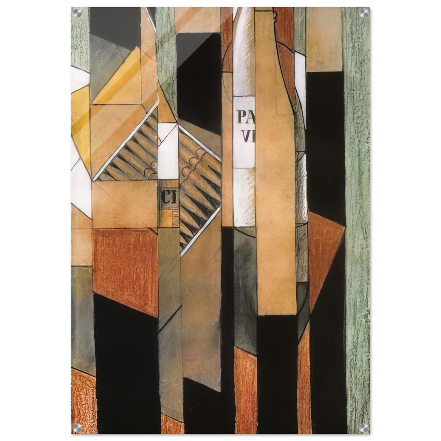 STILL LIFE WITH BOTTLE AND CIGARS 1912 - Juan Gris Acrylic Print - 70x100 cm / 28x40″ inches