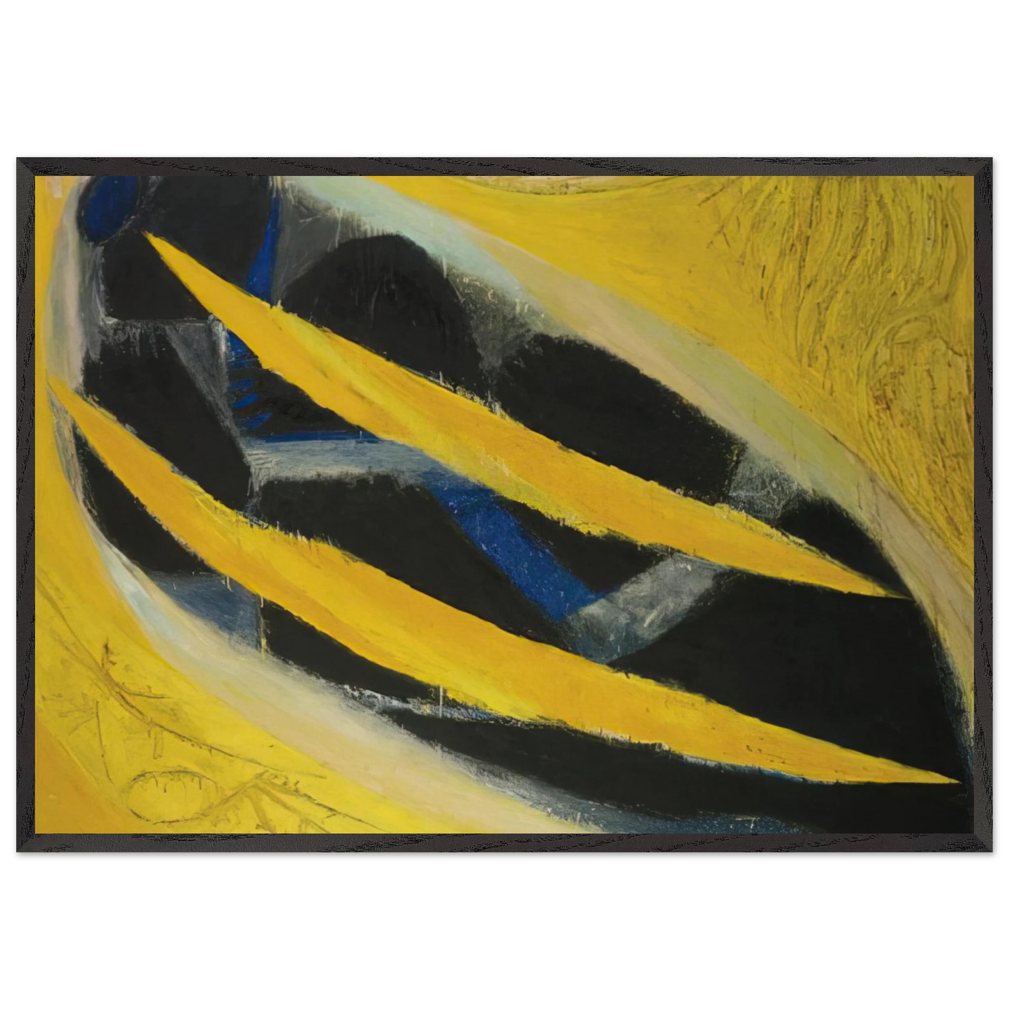 Dark Presence III Yellow - 1963 - Frank Lobdell Framed Art Print – Black Wooden Frame - Default Title - -Framed Art Print