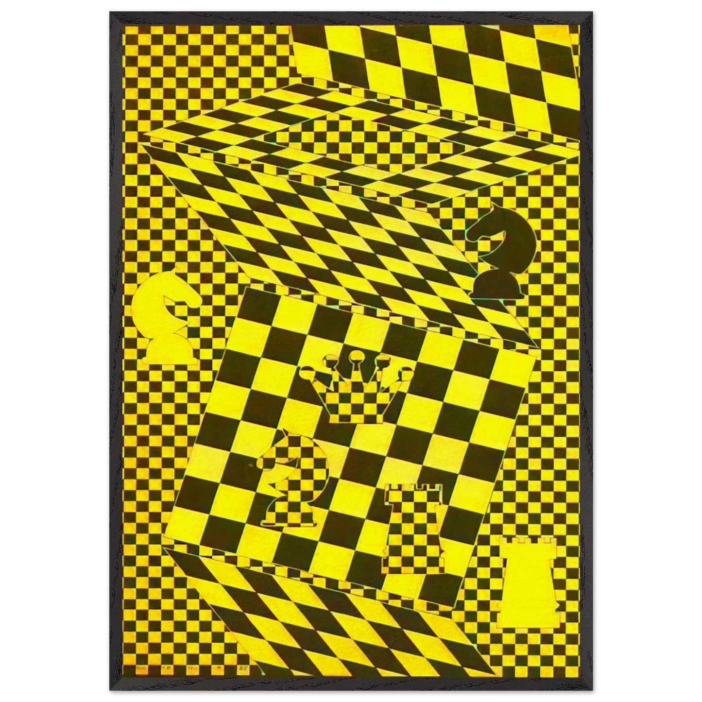 The Chess Board - Victor Vasarely Framed Art Print – Black Wooden Frame - Default Title - -Framed Art Print