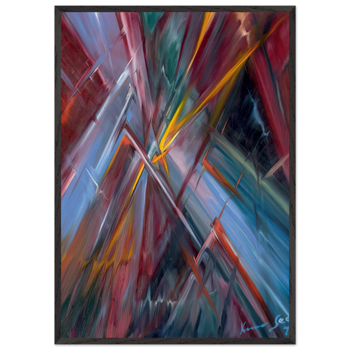 Colorful Flashes - Konrad Zuse 70x100 cm / 28x40 inches Framed Art Print – Black Wooden Frame