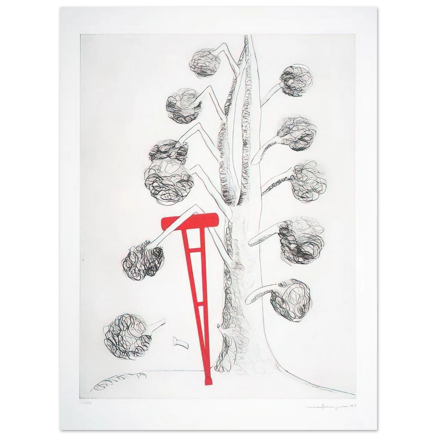 Louise Bourgeois - TREE WITH RED CRUTCH 1998 Fine Art Poster - Default Title