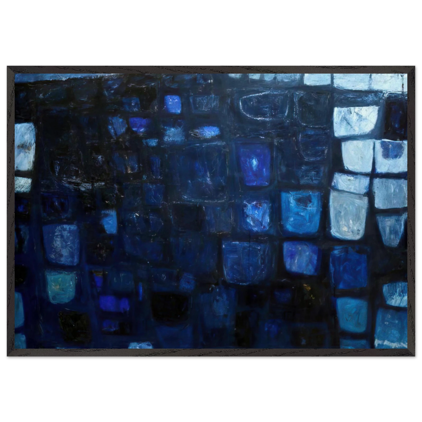Blue Abstract - 1959 - William Scott 70x100 cm / 28x40 inches Framed Art Print – Black Wooden Frame