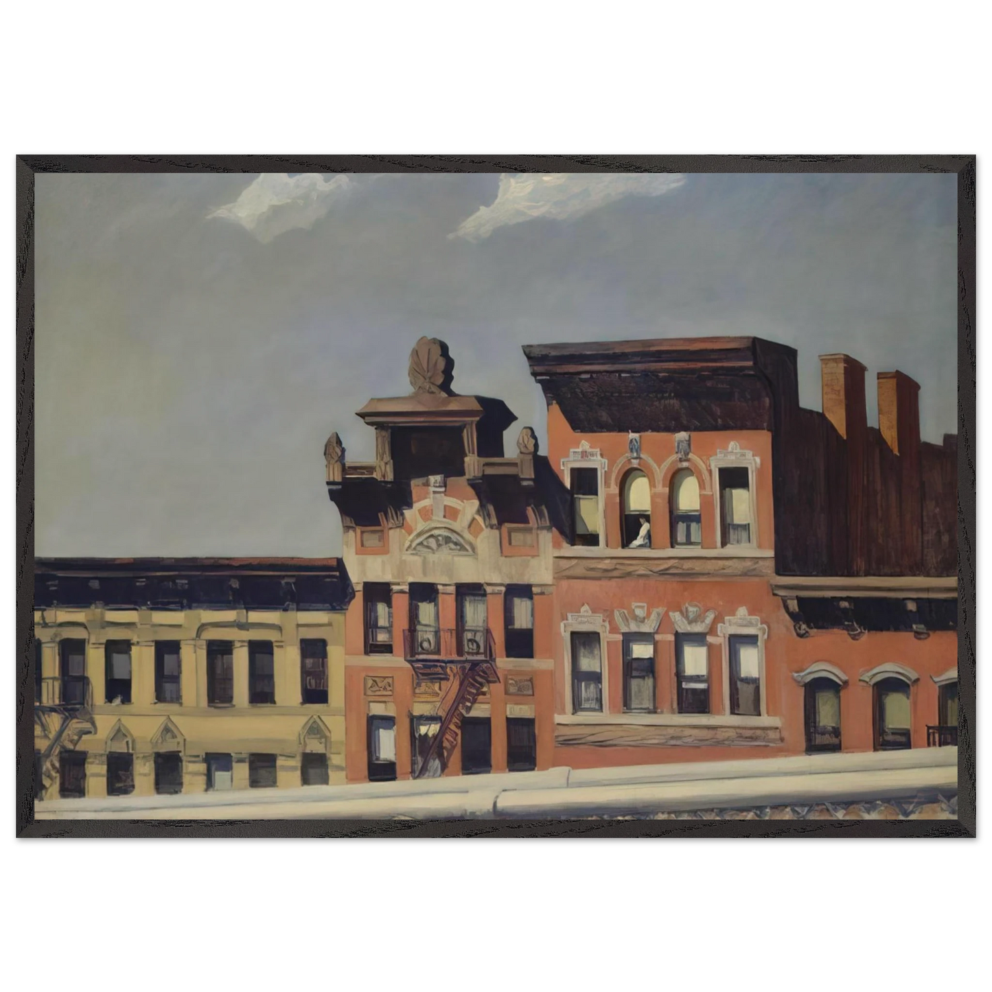 From Williamsburg Bridge - Edward Hopper 70x100 cm / 28x40 inches Framed Art Print – Black Wooden Frame