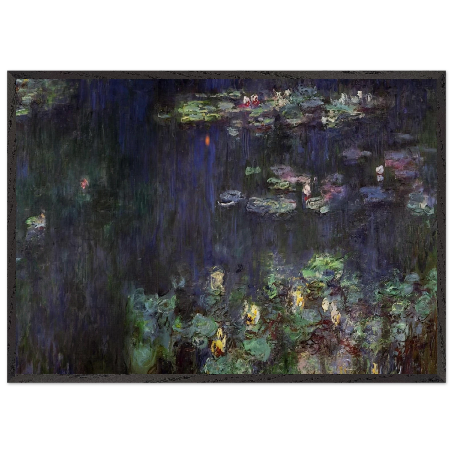 Water Lilies Green Reflection right half - claude monet Framed Art Print – Black Wooden Frame - Default Title - -Framed Art Print