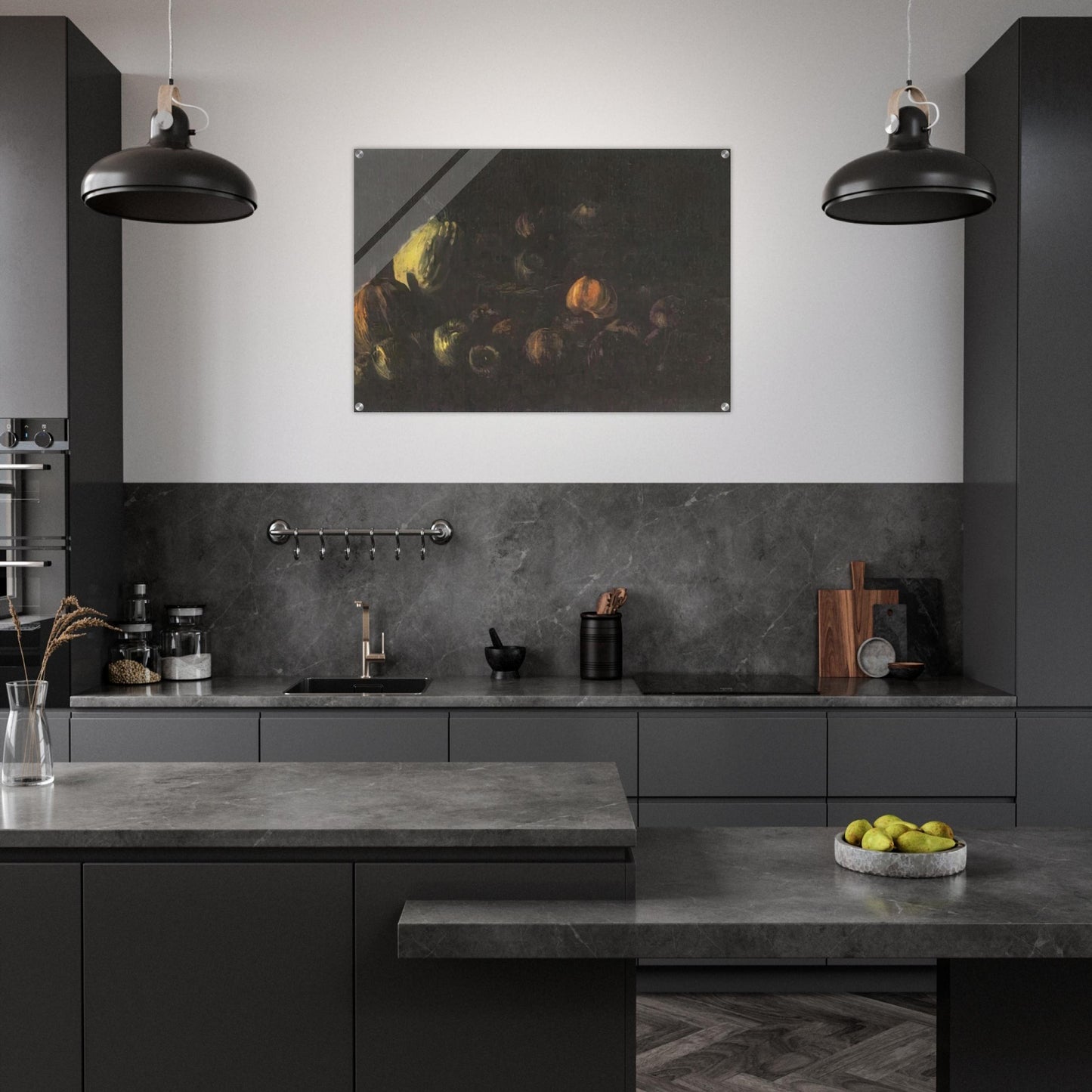 Still life with a basket of apples and two pumpkins - Vincent van Gogh Acrylic Print - 70x100 cm / 28x40″ inches