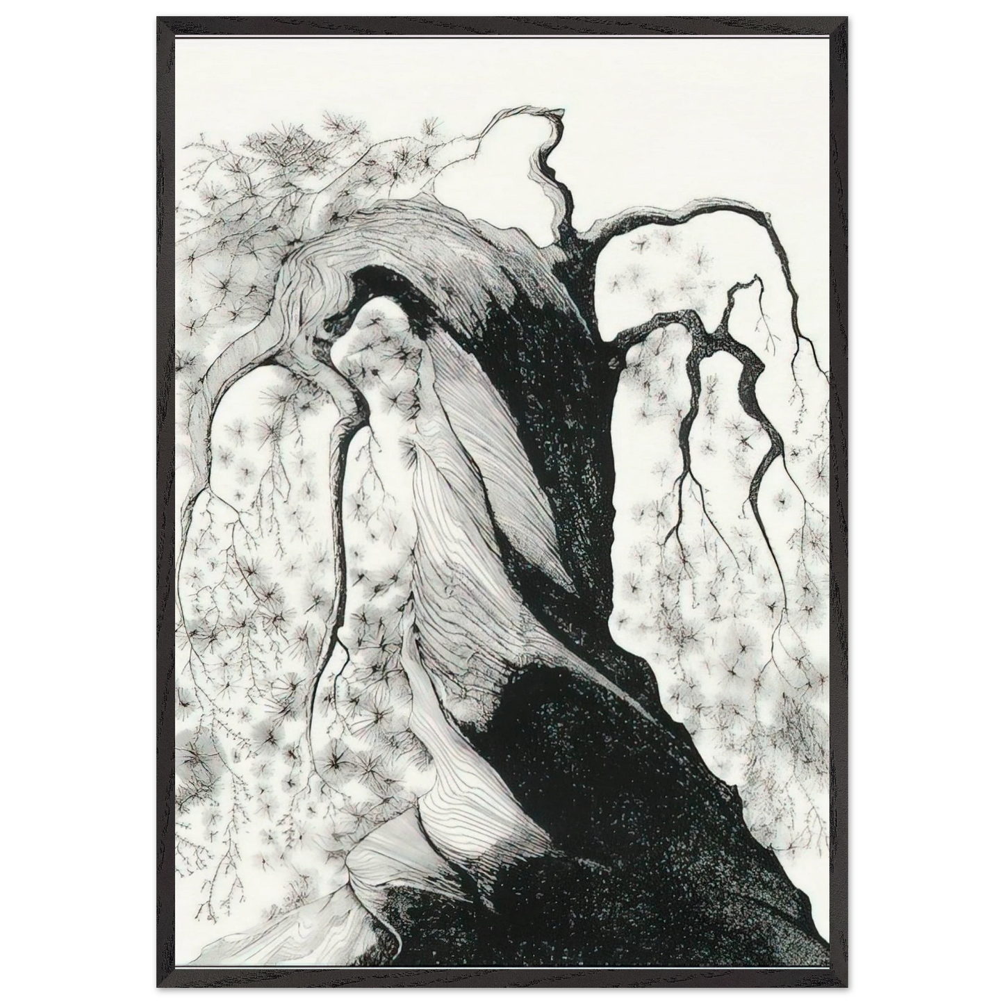 Pine Tree - Eyvind Earle 70x100 cm / 28x40 inches Framed Art Print – Black Wooden Frame