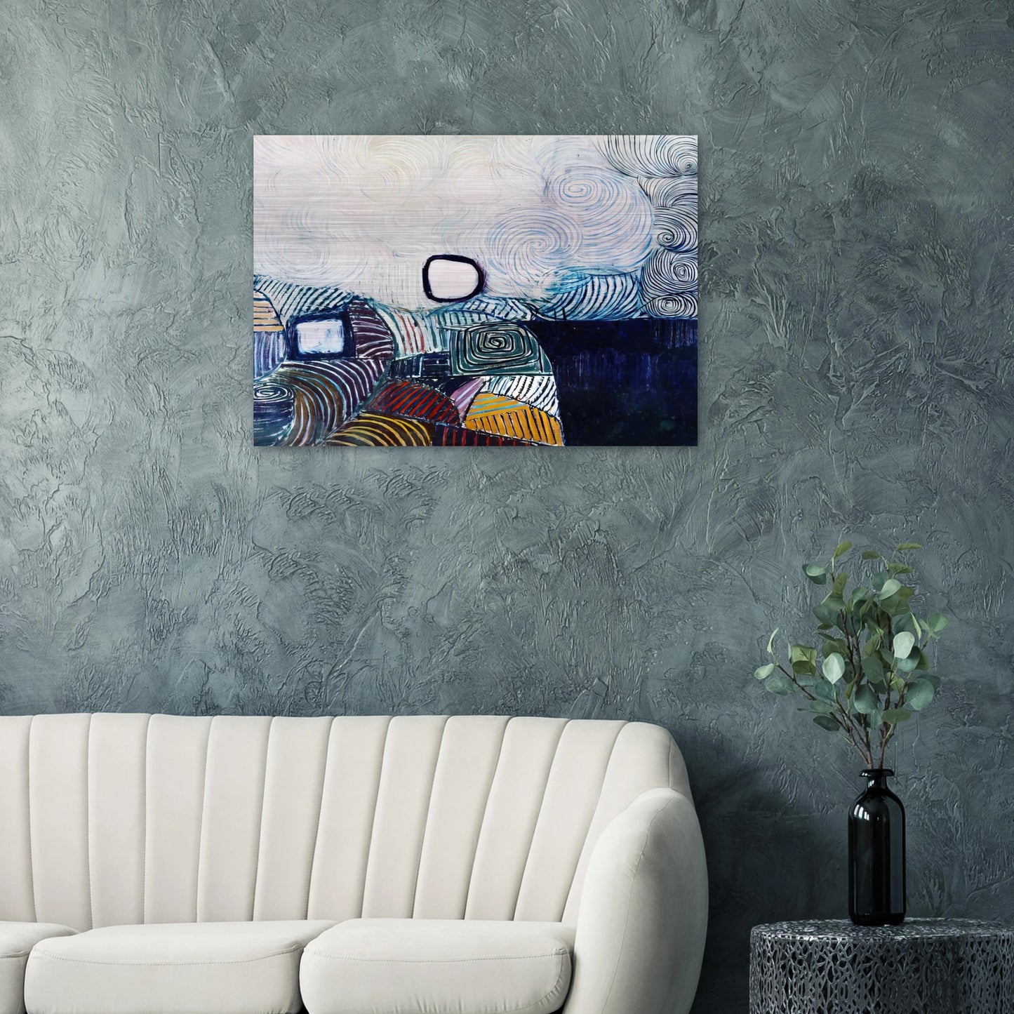 SPIRAL DEVELOPMENT IN GREEN VIOLET BLUE GOLD 1951 - Victor Pasmore Brushed Aluminum Print - 70x100 cm / 28x40 inches | Victor Pasmore Aluminum Print | Victor Pasmore Prints