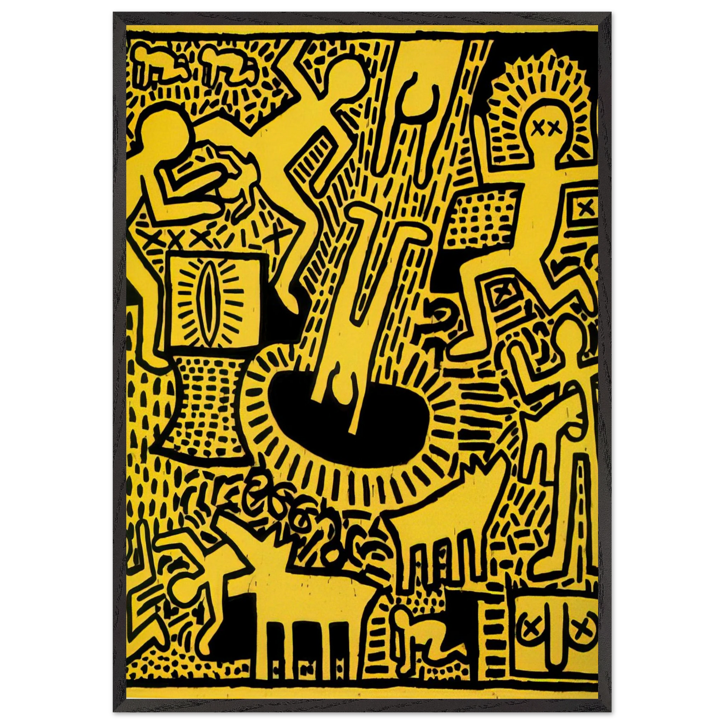 UNTITLED 1981 N1 - Keith Haring Framed Art Print – Black Wooden Frame - Default Title - -Framed Art Print