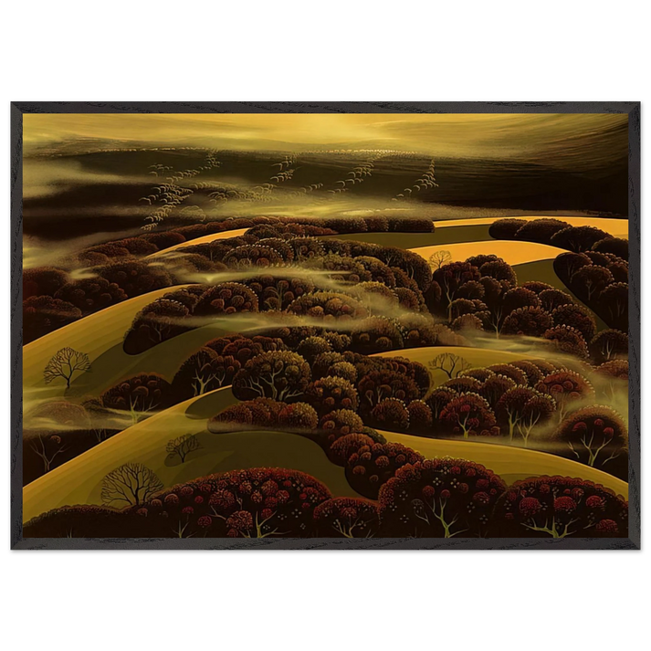 When the Fog Rolls In - Eyvind Earle 70x100 cm / 28x40 inches Framed Art Print – Black Wooden Frame